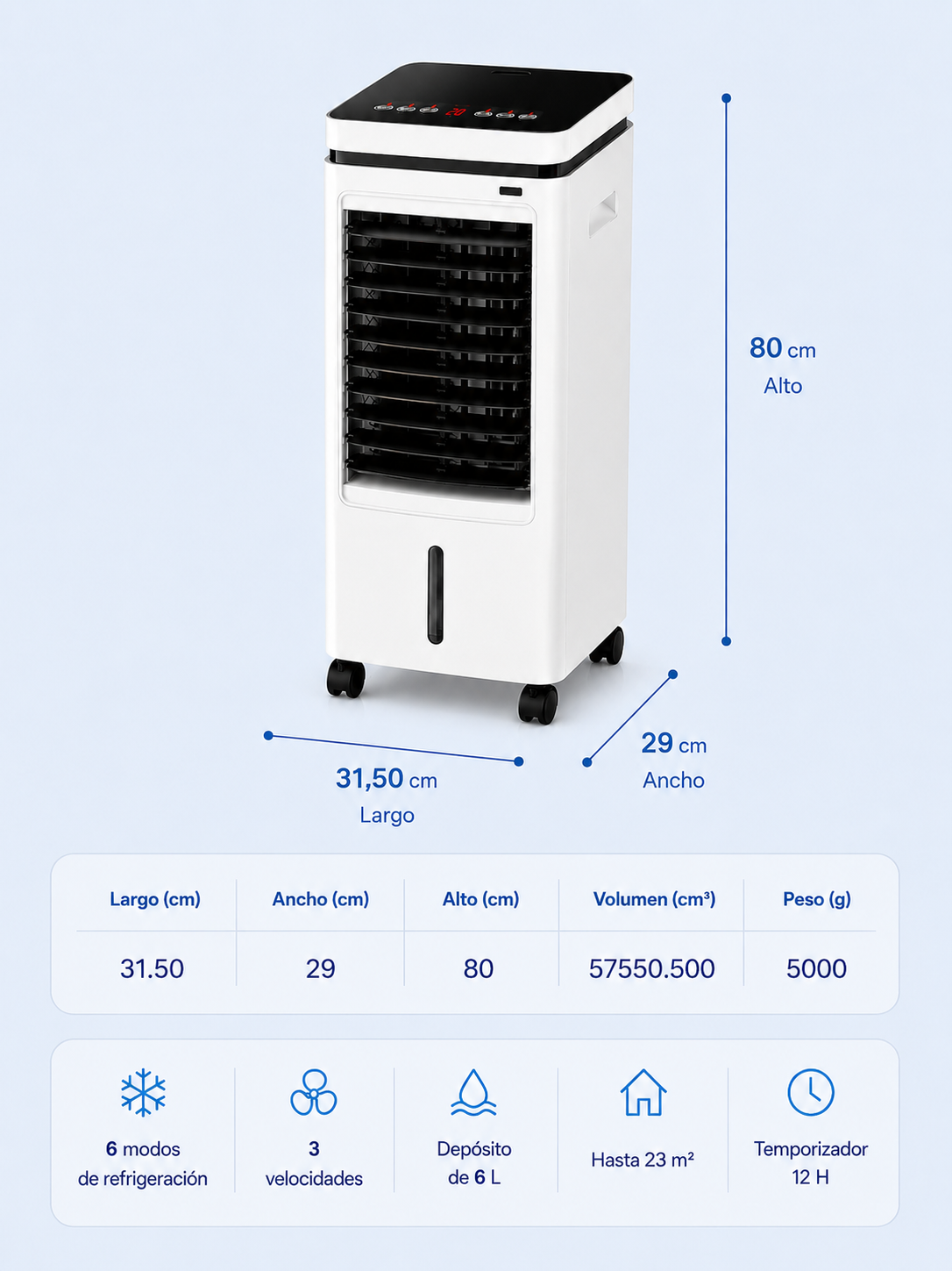 Frisoria Classic — Climatizador portátil con pantalla táctil